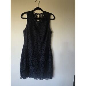 Banana Republic Navy Lace Sleeveless Cocktail Dress Size 8 Elegant Sheath